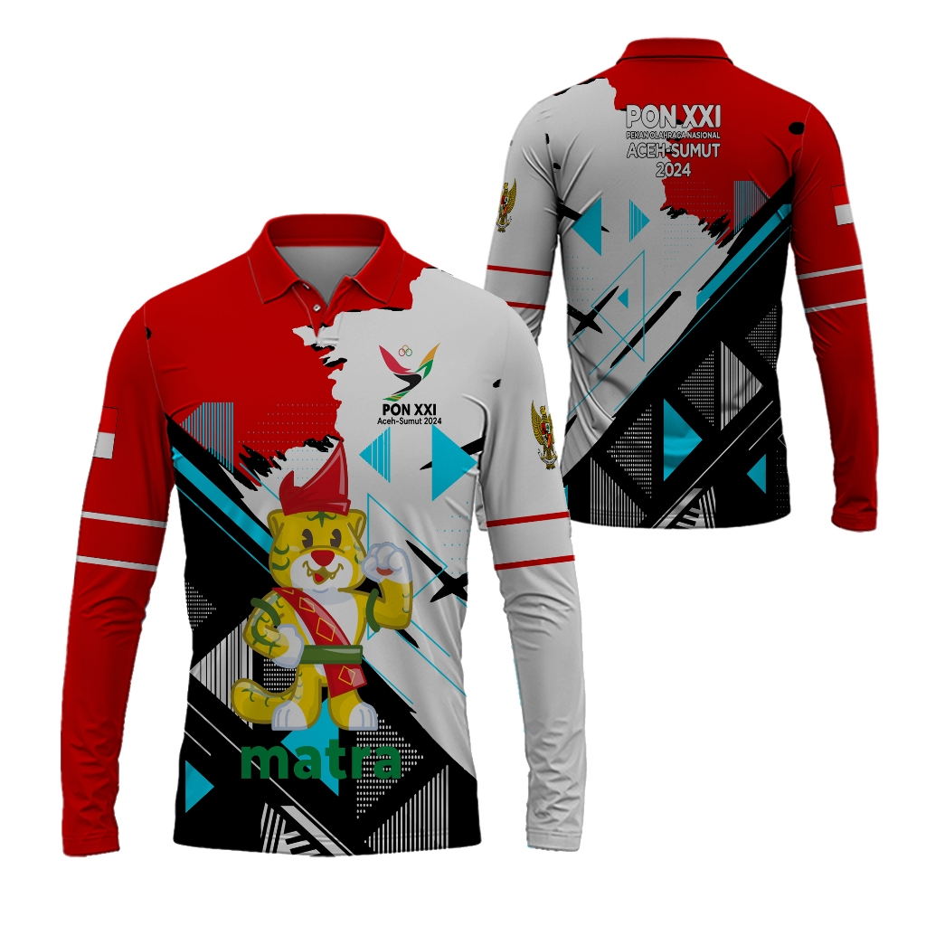 Baju Kaos Jersey Berkerah Baju Pon XXI Aceh Sumut 2024 Baju Pon Aceh Lengan Panjang