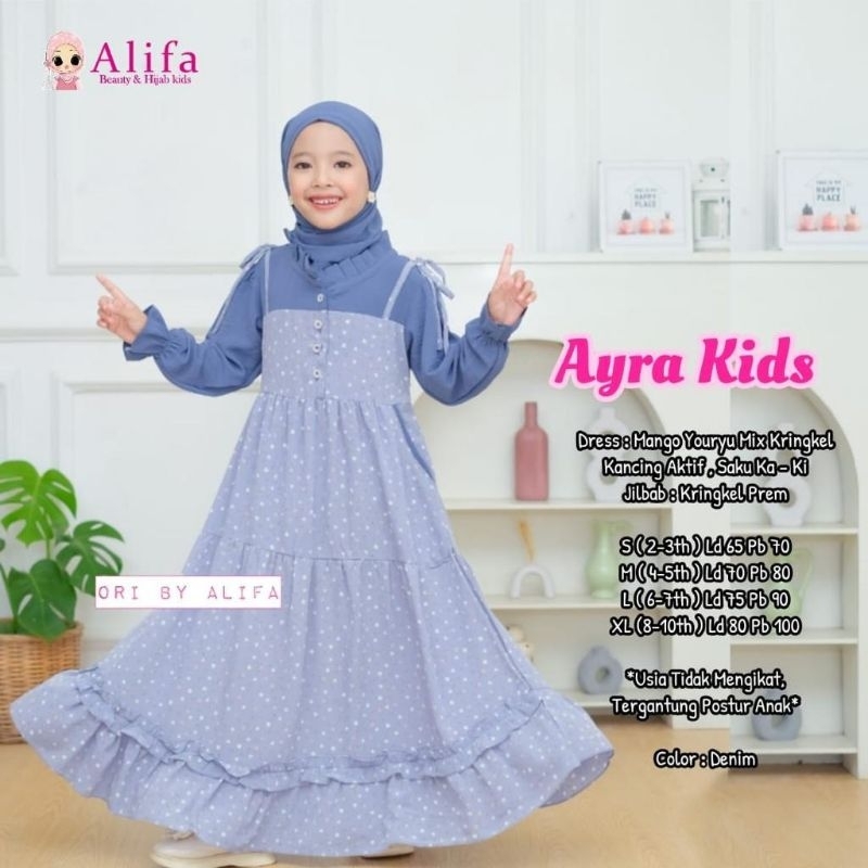 Gamis set hijab ayra Kids by Alifa