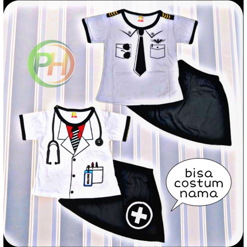 setelan anak anak cewek profesi pilot / dokter