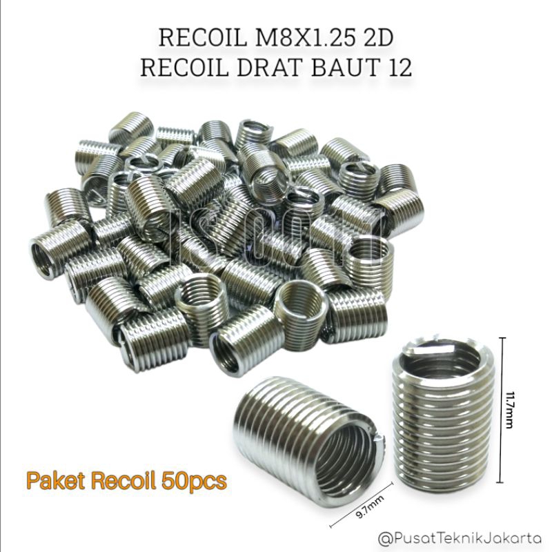 Paket 50Pcs Recoil M8x1.25 2D Recoil Baut Kunci 12 Bukan Recoil M6x1.0