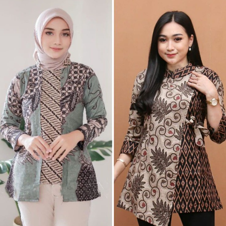V44859 Batik wanita  Batik kerja wanit  Batik wanita modern  Baju batik wanita  Atasan batik wanita 