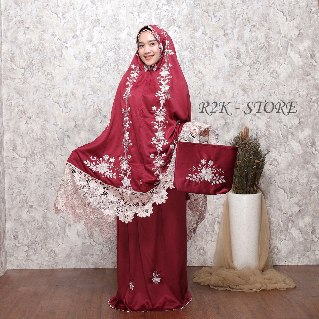 Mukena Bordir Mewah Timbul Terbaru 2024 Mukena Dewasa Bahan Sutra Velvet
