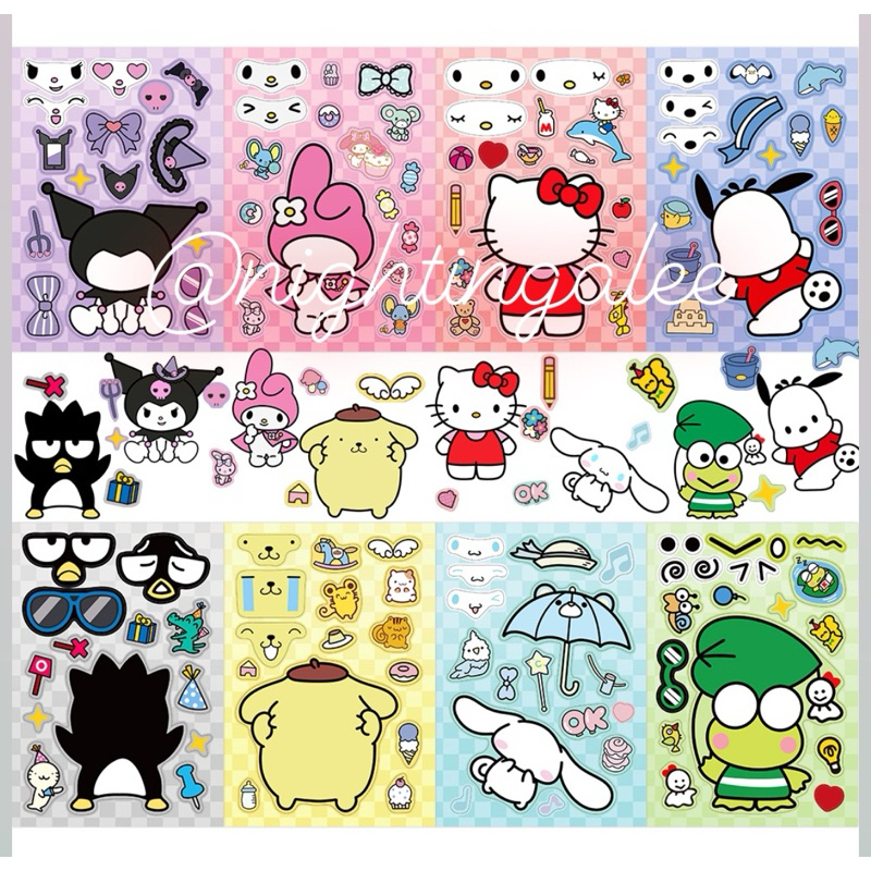 

(KSM) Sticker stiker Sanrio Japan Make a face DIY series kuromi melody Kitty