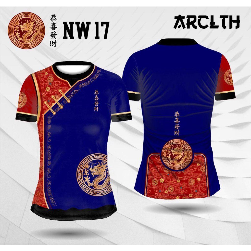 cheongsam wanita shio naga jersey naga kaos imlek gong xi fa cai shio naga baju tahun baru cina Nw09
