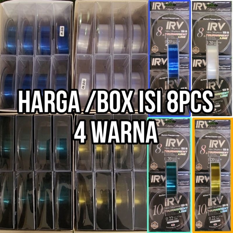 Senar Pancing IRV Tournament 1 Box isi 8 Rol. 0.15, 0.18, 0.20, 0.22, 0.25, 0.28 & 0.30/150m. Irvan 