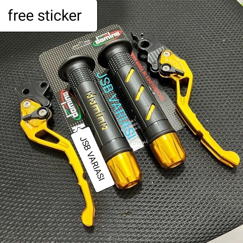 [ Paket 3in1 ] Handgrip Sisik + Jalu Stang Cnc + Handle Stelan Cnc Mio, Vario, Beat, Scoopy, RX King