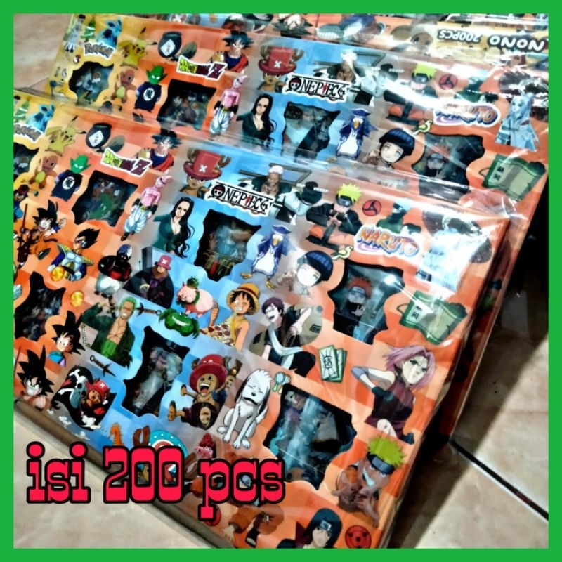 

(isi 200 lembar) Sticker Stiker Nono Karakter Anime Rainbow dragon ball pokemon one piece naruto tahan air