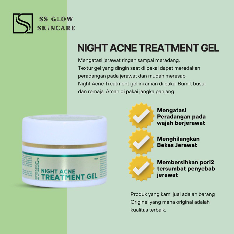 SHINESKIN - NIGHT ACNE TREATMEN GEL - KRIM WAJAH BERJERAWAR CREAM MALAM ACNE