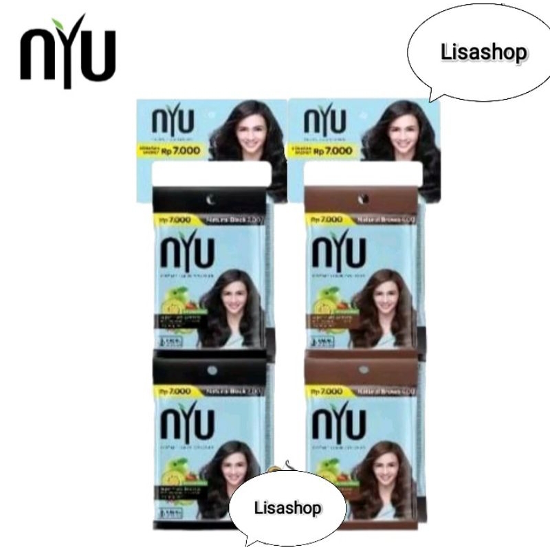 Nyu Cream Hair Colour Semir Rambut Sachet Natural Black Brown