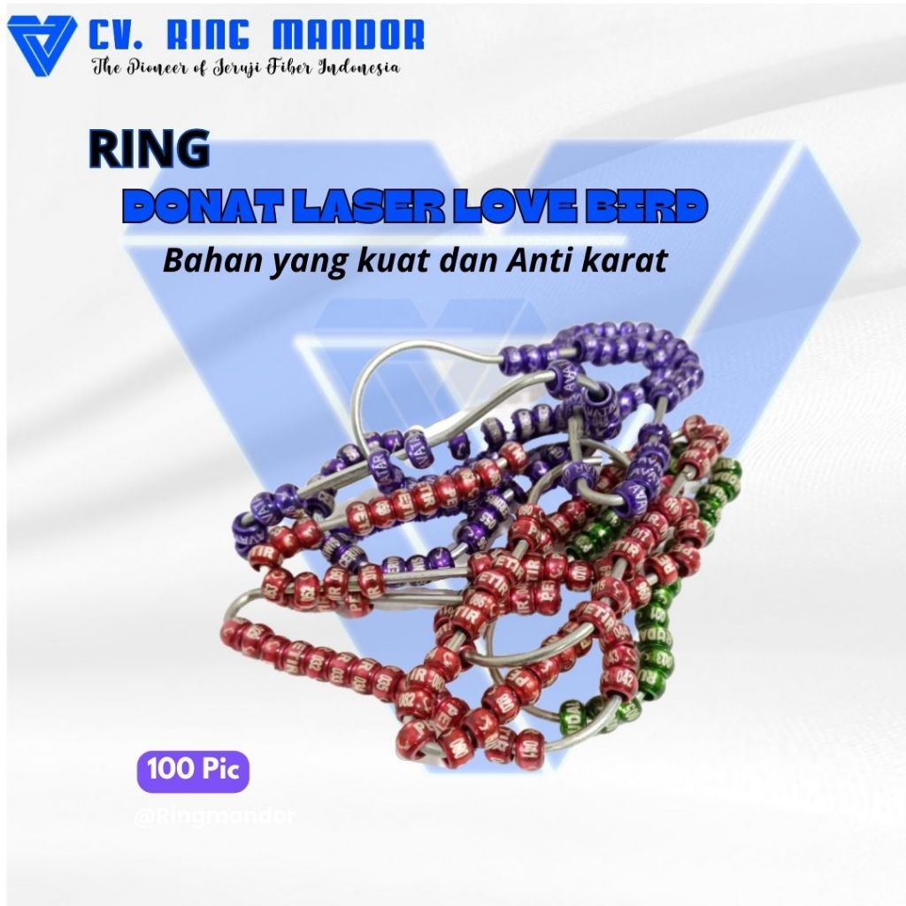 Sample Ring Burung Donat Laser LOVEBIRD per 100 biji DONAT LASER PERKUTUT