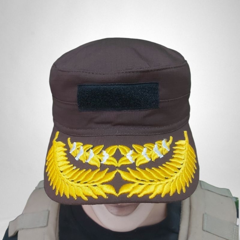 Topi Komando Pamen Pati Polos Cokelat Kopi Ripstop TR