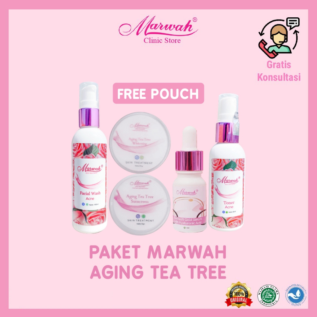Marwah Paket Skincare Diamond Aging Teatree Untuk Kulit Waajh Berminyak Dengan Flek