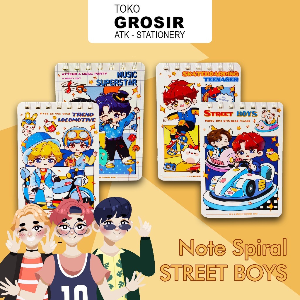 

Buku Catatan Spiral Mini Pocket Size, STREET BOY HMX