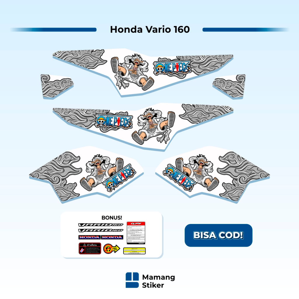 Striping Honda Vario 160 Tahun 2022 Variasi GEAR 5 LUFFY ONE PIECE (26) Custom Racing Simpel Grafis 