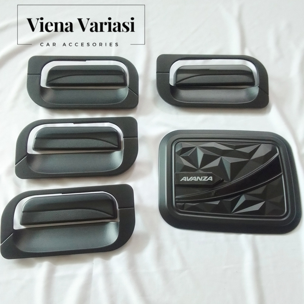 Paket Outer Cover Handle Pegangan Pintu Tank Cover Avanza Lama 2005 - 2010 Hitam Doff Luxury