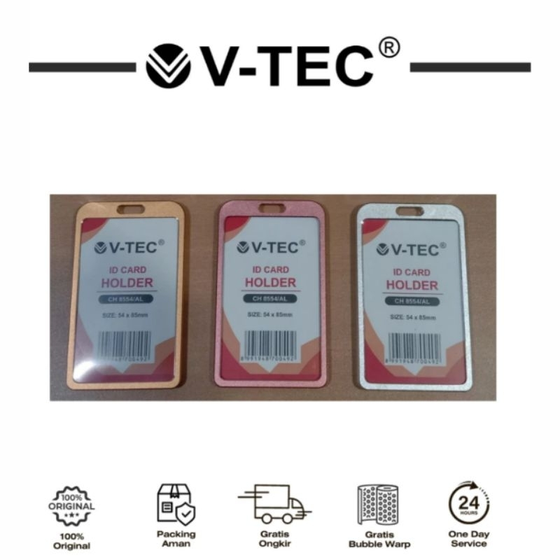 

V Tec Name Tag Id Card Holder double Side / 2 Sisi bolak balik Bahan Alumunium Metal CH 8554/AL