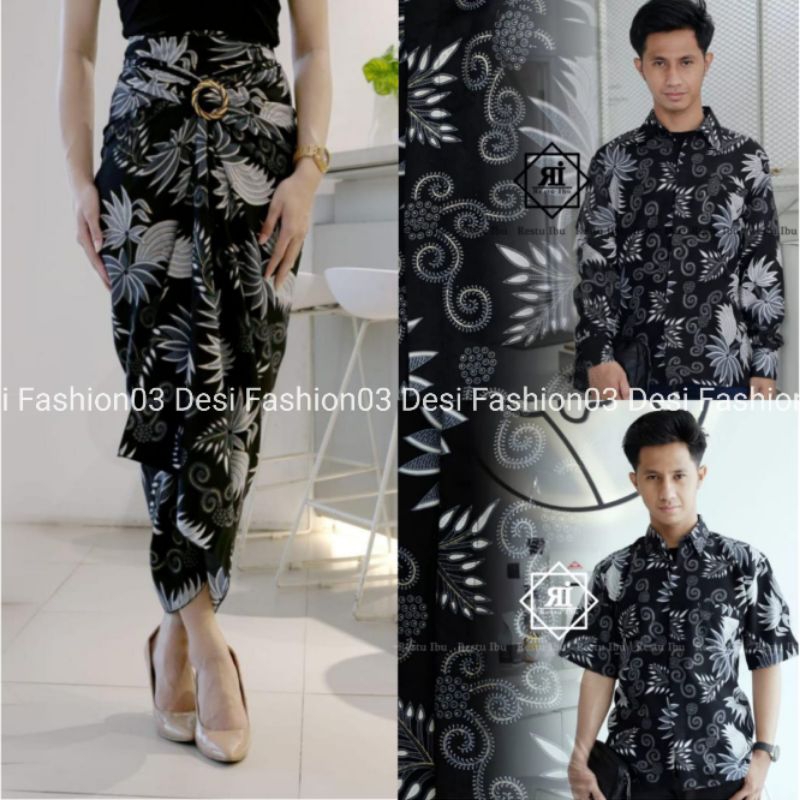 Couple Kemeja Batik Pria dan Rok Lilit Modern Cocok Buat Acara keluarga Lamaran Pesta