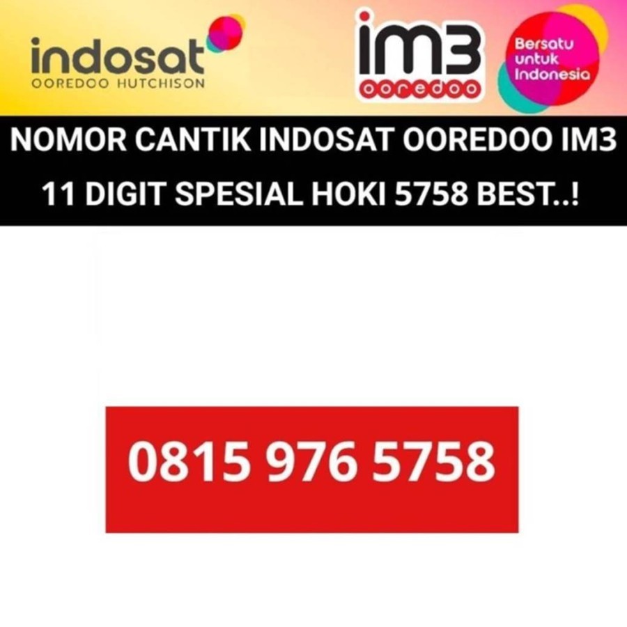 indosat im3 ooredoo 5758 maju mapan nomor cantik kartu perdana hoki