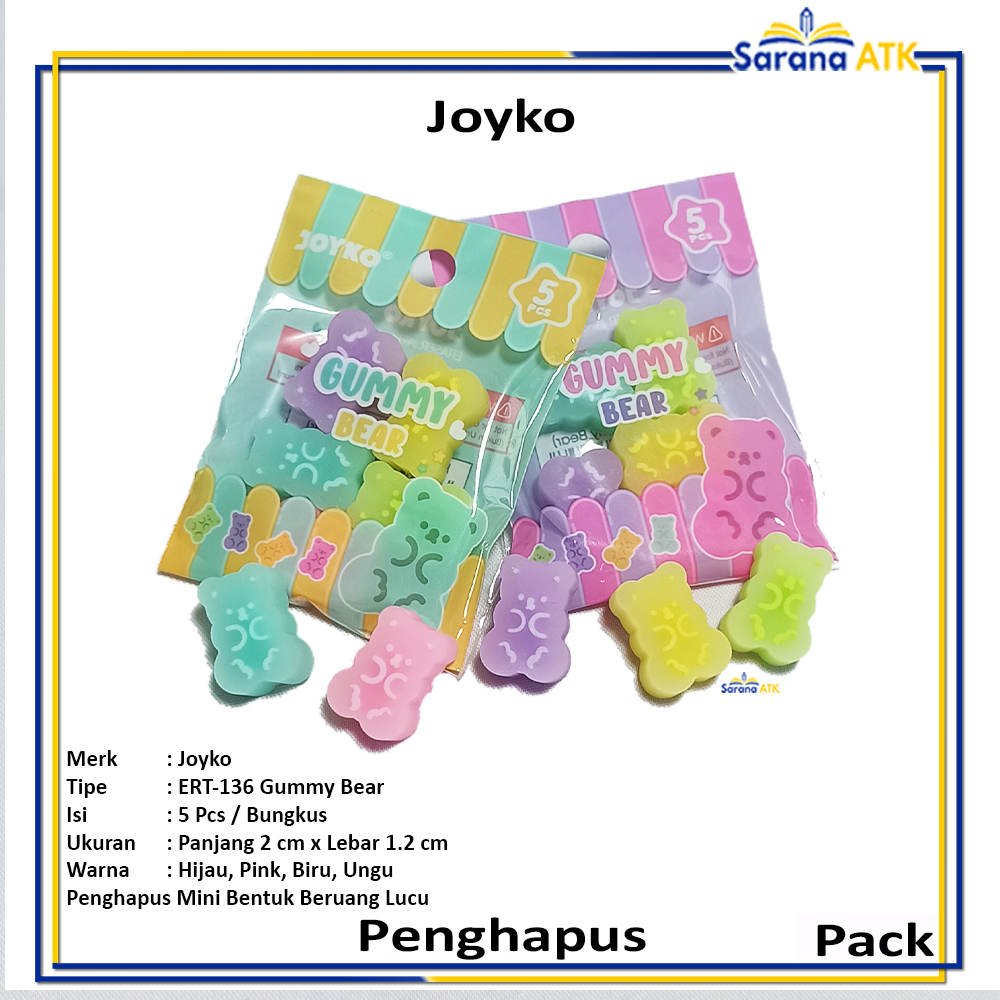 

Joyko - Penghapus Pensil Karet ERT-136 Gummy Bear - Pack