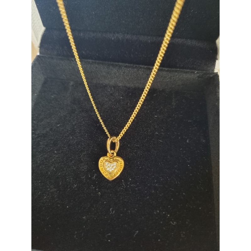 Kalung emas Pandora Heart Necklace Gold Pendant Liontin hati