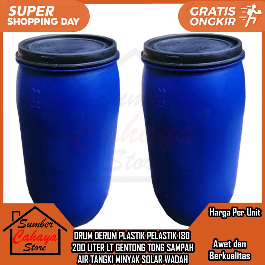 [Instant] DRUM PLASTIK 180 LITER DERUM PELASTIK 200 LT GENTONG KULAH TEMPAYAN TONG TAMBUR DRAM SAMPA