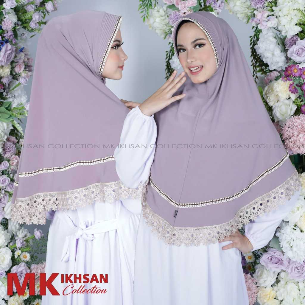 MK IKHSAN COLLECTION HIJAB BERGO RENDA JERSEY KOREA PET BUSA LIST KEKINIAN