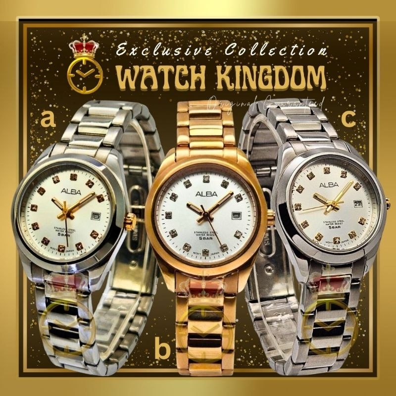 Jam Tangan Wanita Alba Original Tanggal Modis  Stainless Anti Air Waterproof Analog Jarum Quart Arlo