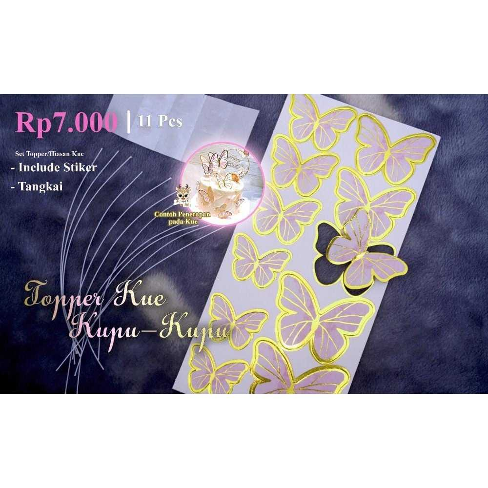 CAKE TOPPER KUPU KUPU KERTAS / HIASAN KUE KUPU-KUPU / TUSUKAN KUE ULANG TAHUN / DEKORASI KUE ULANG T