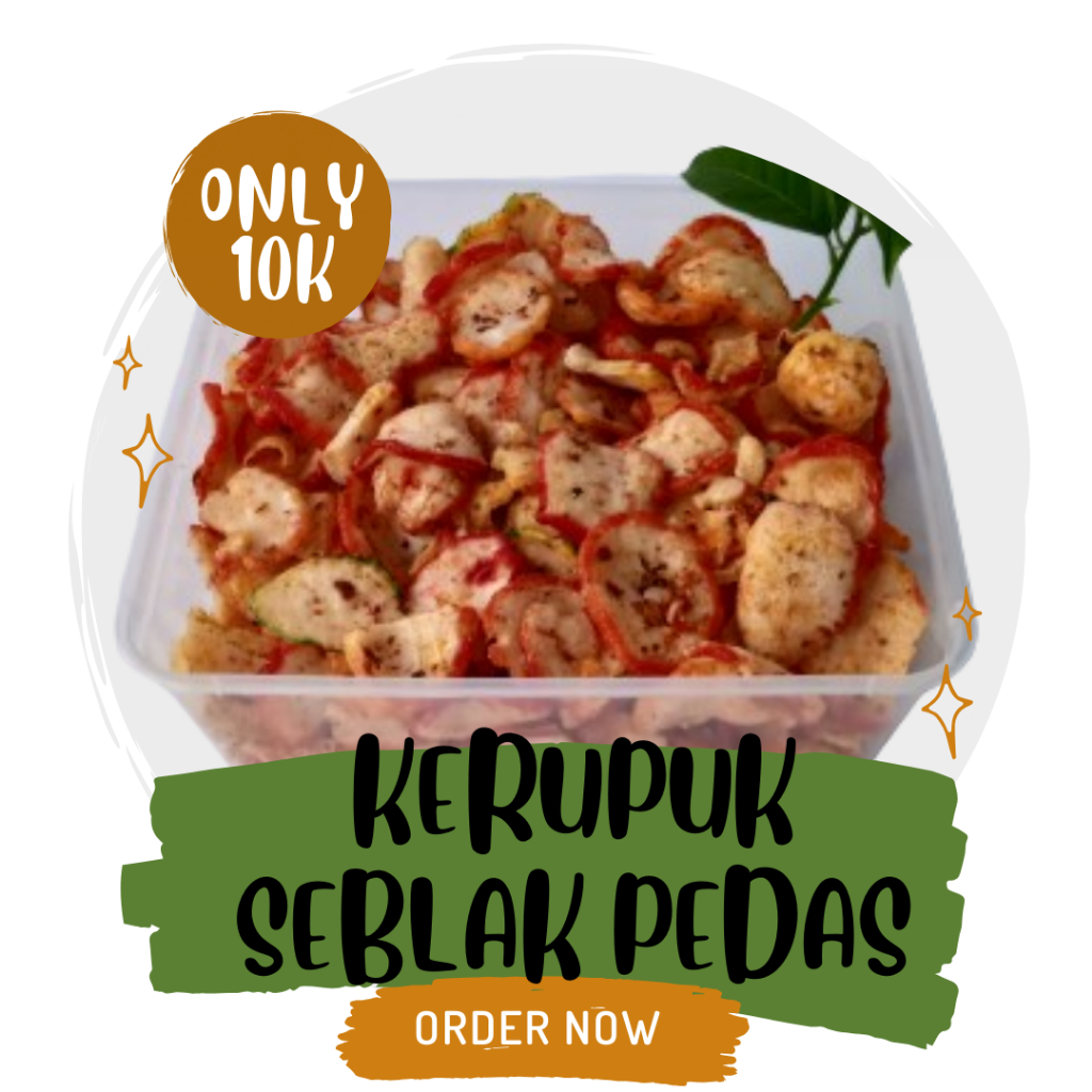 

TERMURAH KERUPUK SEBLAK PEDAS Kemasan 200GR