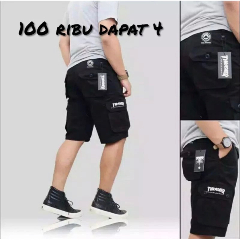 CELANA CARGO PANTS KOLOR PENDEK PINGGANG KARET MELAR kekinian