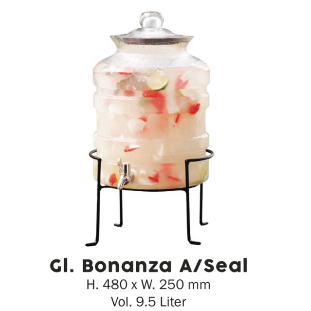 UM1 galon dispenser kaca bonanza A ( 9,5 liter ) + kaki besi