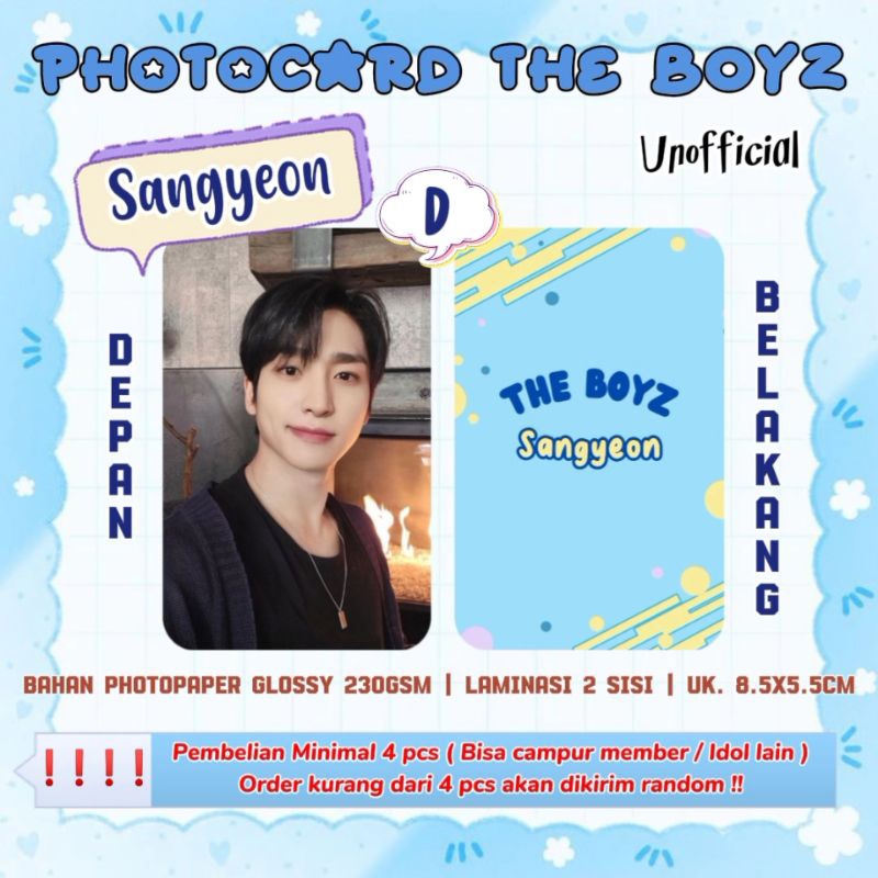 Photocard THE BOYZ - SANGYEON / Photocard Unofficial / Photocard  SANGYEON THE BOYZ / PC SANGYEON / 