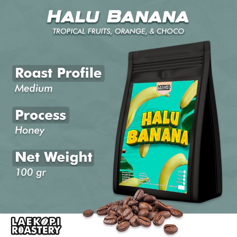

Biji Kopi Bubuk Arabika HALU BANANA Single Origin 100 gram