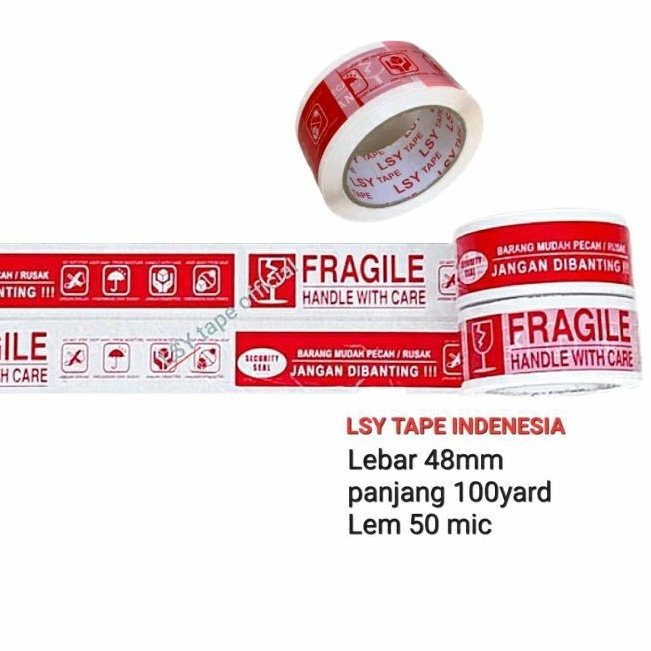 

LSY Lakban Fragile Premium 3in1 48mm x 100yard Full Super Lengket 50mic