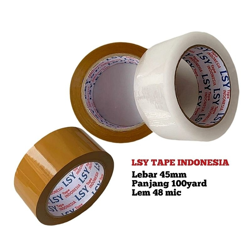 

LSY Lakban Bening 45mm x 100yard Full | Lakban Perekat Ketebalan 48mic