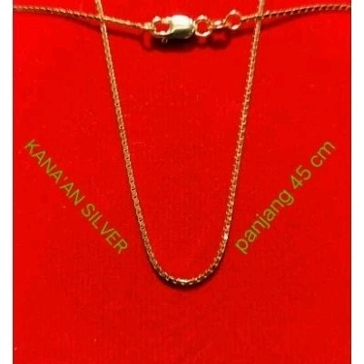 Kalung italy kaca perak asli 925 remaja & dewasa warna rose gold kilau/Silver lapisan emas kuning