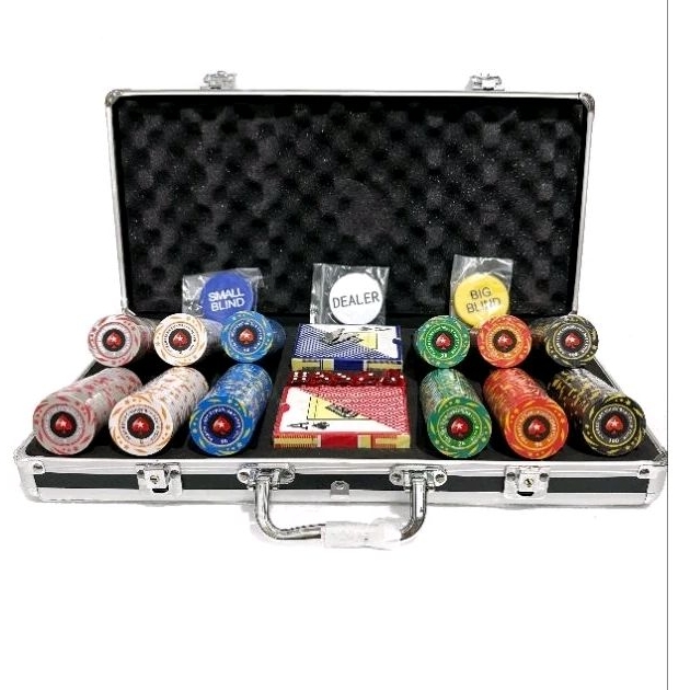 Poker chip set premium clay 14 gram 300pc chip