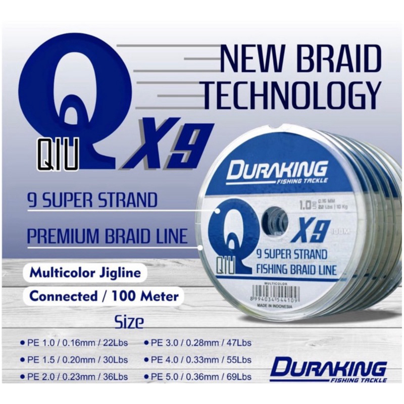 SENAR PE DURAKING QIU X9 MULTI COLOUR 100 mtr conecting