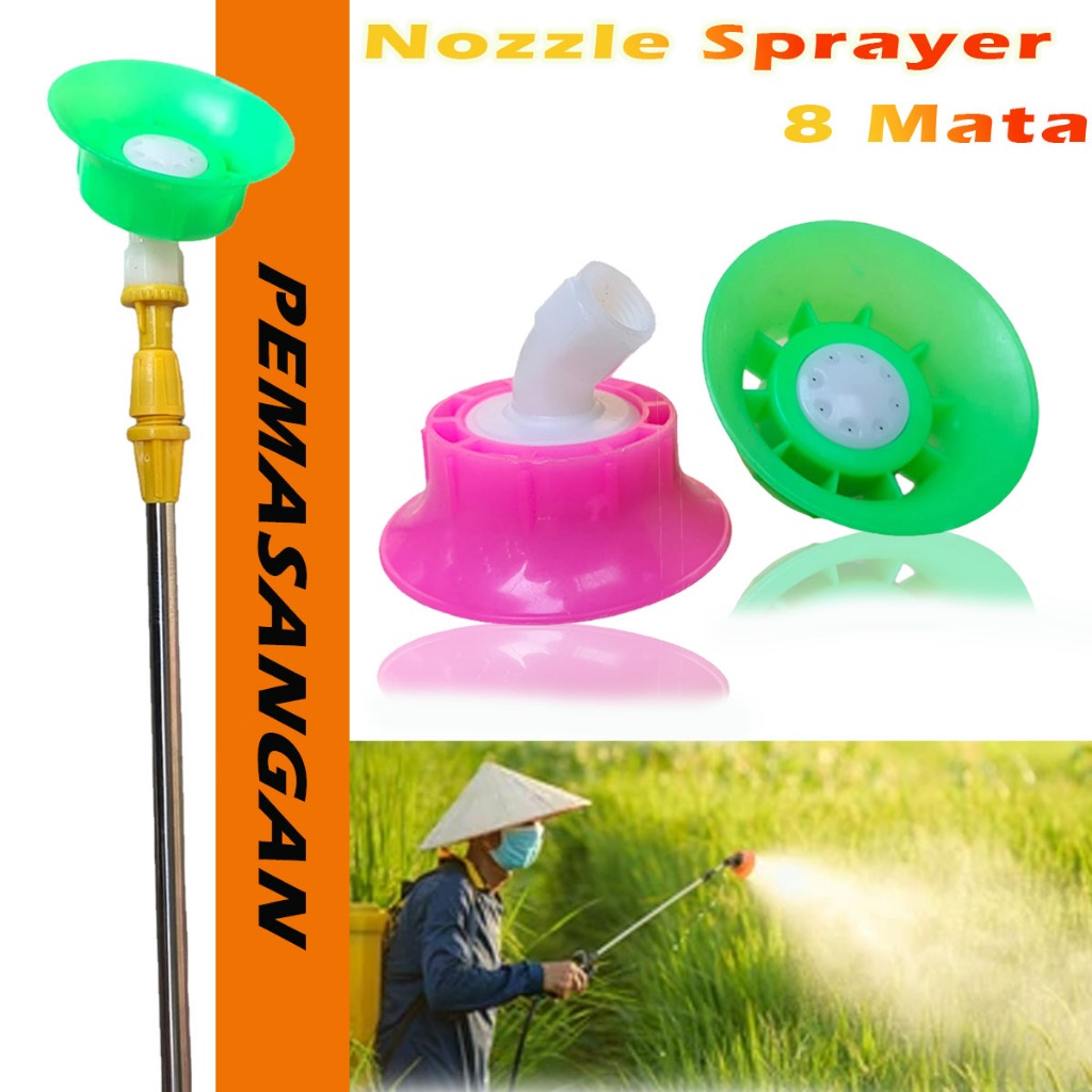 Nozzle Plastik 8 Lubang Corong Bengkok / Mata Sprayer Manual Elektrik 8 Titik - Kepala Nozzle Spraye