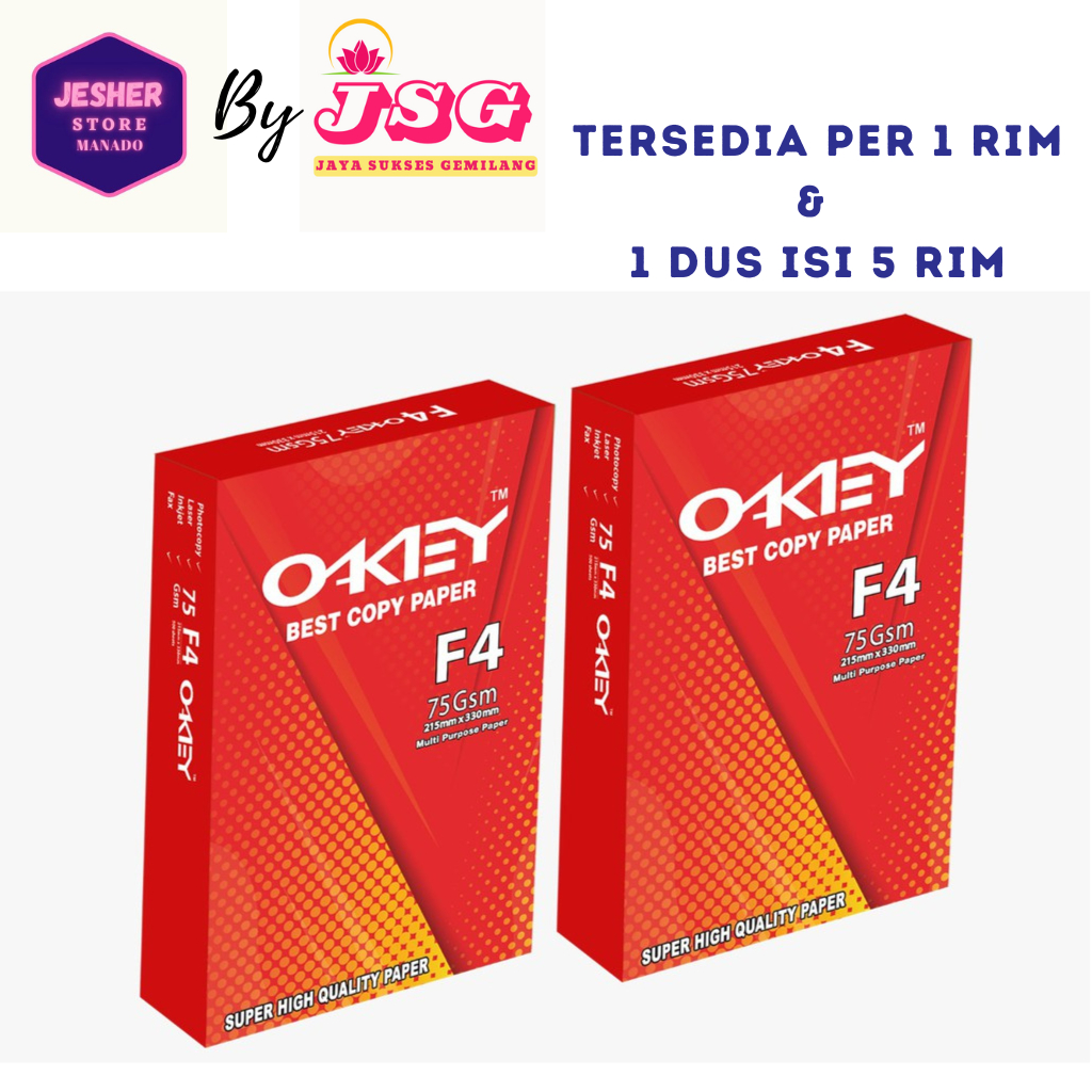 

Kertas Fotocopy 75gsm Okey F4 1 Rim - Kertas HVS Okey 75gsm