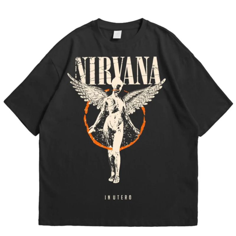 Baju Kaos Oversized Pull&Bear Nirvana T-shirt Vintage Band