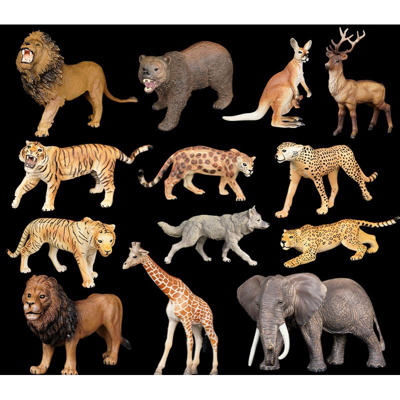 Figure Hewan Animal Model Toys Koleksi Mainan Binatang Karet Gajah Macan Beruang Rusa Harimau Zebra 