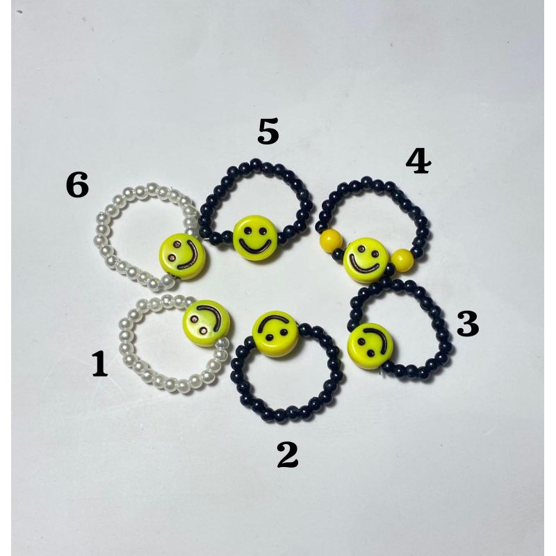 cincin smile | smile beads ring | black beads | cincin manik-manik lucu