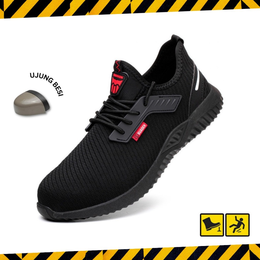 SPORT SAFETY SHOES FASHION SEPATU SEFTY SAFETY KUALITAS MURAH BLACK 112