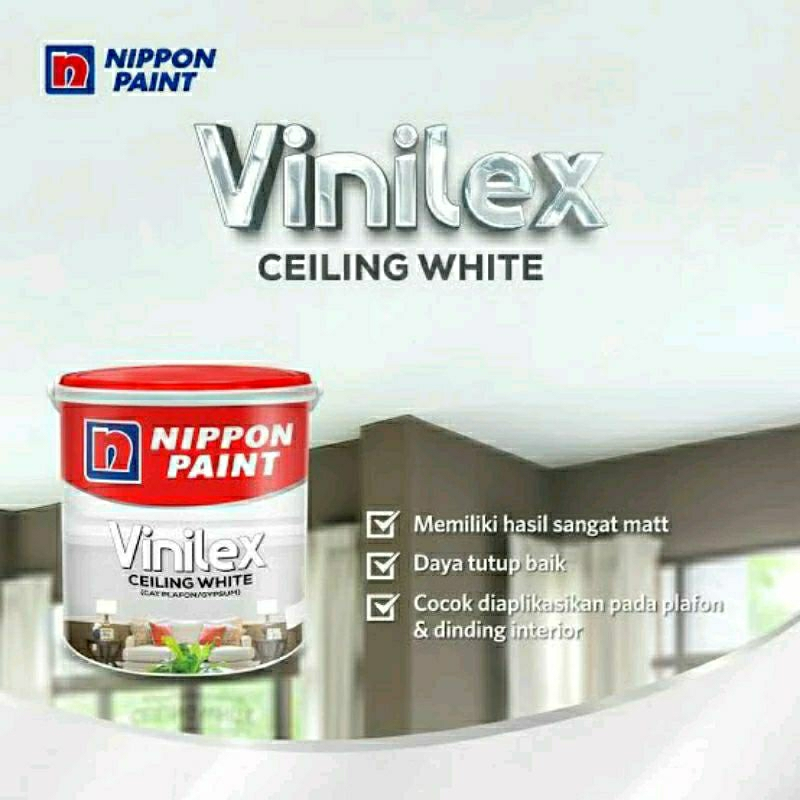 Cat Plafon Gypsum Vinilex Ceiling White 5kg Vinilex Putih