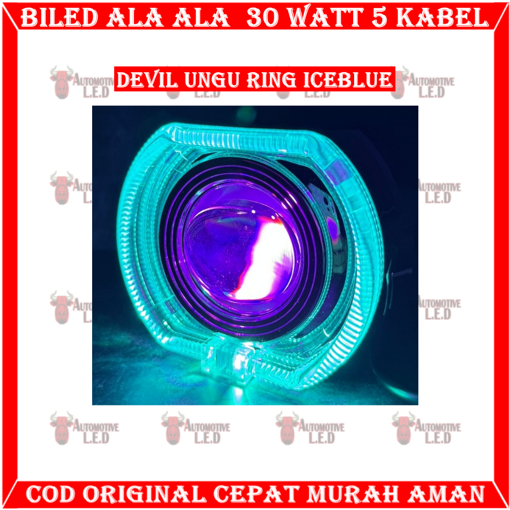 ORIGINAL BILED ALA ALA New Projie Biled cahaya Laser Cut Off jauh dekat 30watt plus devil merah full alumunium Waterproof