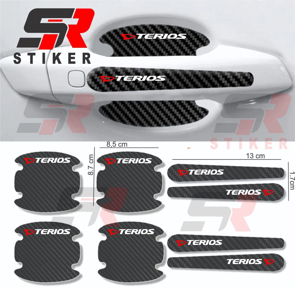 8pcsstikercarbon handlemobil terios stiker pelindung gagang pintu mobil darigoresan