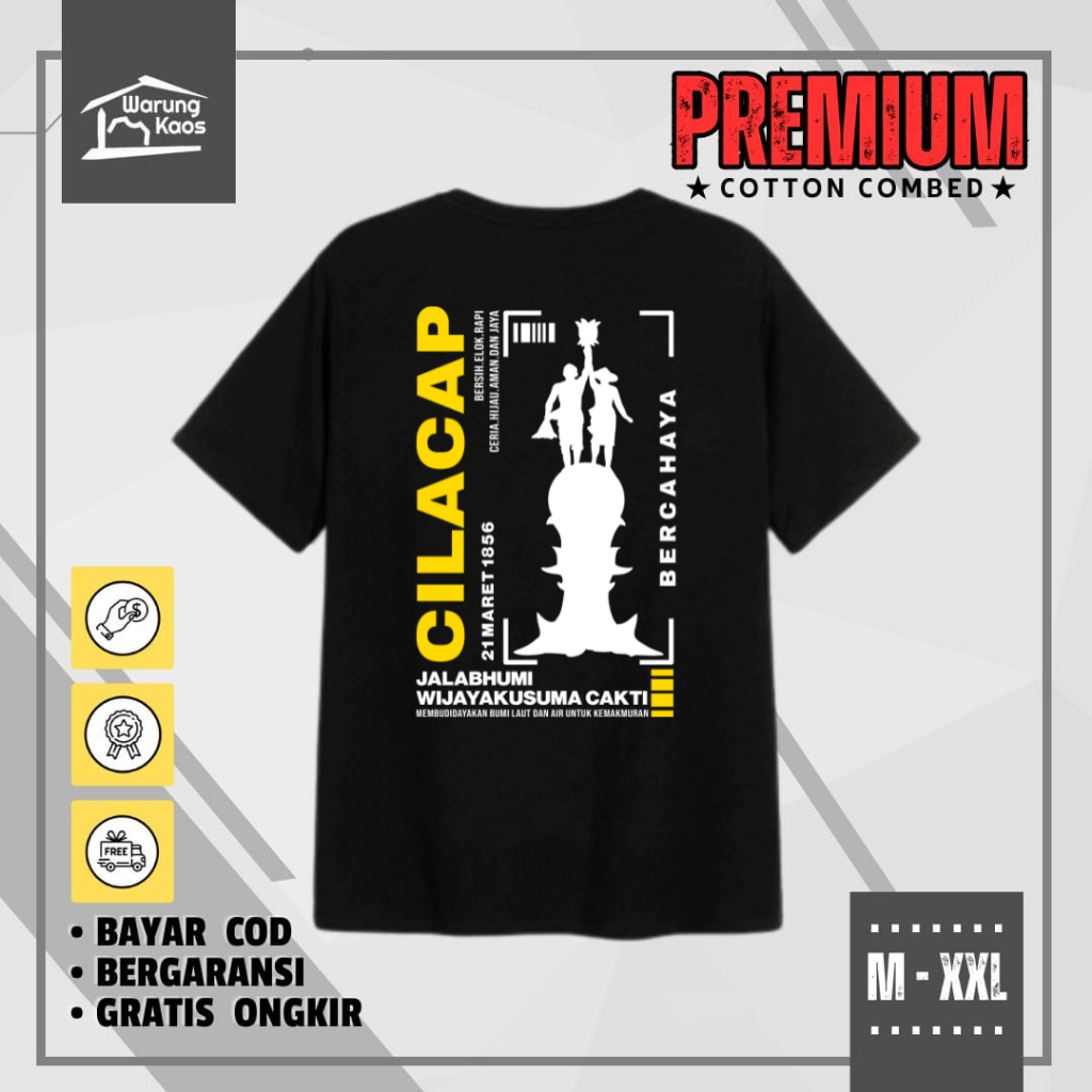 [ WARUNGKAOS ] Kaos Cilacap Bercahaya Jawa Tengah / Kaos Distro Cilacap Jawa Tengah Cotton Combed 30