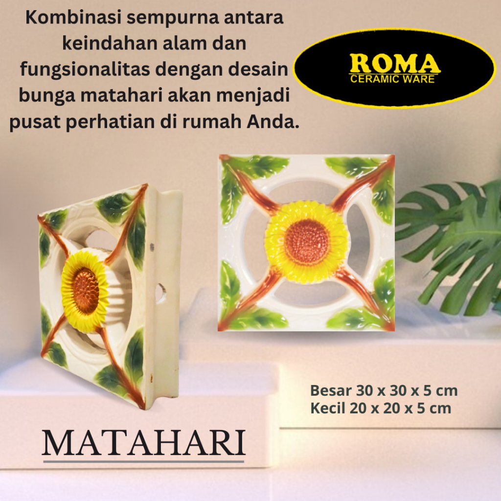 Roster Keramik Roma Matahari / Loster / Anti Tampias  / Lubang Angin ukuran 30x30 Cm