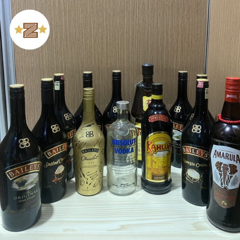 Botol Bekas Miras ORI - Merk Bervariasi Botol Baileys Botol Miras Import